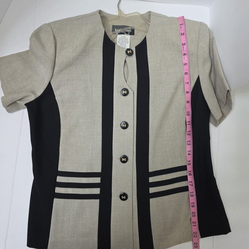 Kari’s Place 2 Piece Suit 8P Black Tan Short Sleeve Blazer Pants Career Set - Picture 7 of 10